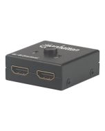 Manhattan HDMI Switch 2-Port, 4K@30Hz, Bi-Directional, Black, Displays output from x1 HDMI source to x2 HD displays (same output to both displays)