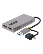 StarTech.com USB to Dual HDMI Adapter, USB A/C to 2x HDMI Monitors (1x 4K 30Hz, 1x 1080p)