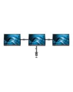 Manhattan TV & Monitor Mount, Desk, Double-Link Arms, 3 screens, Screen Sizes: 10-27", Black, Clamp Assembly, Triple Screen, VESA 75x75 to 100x100mm, Max 7kg (each)