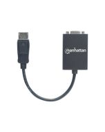 Manhattan DisplayPort to VGA HD15 Converter Cable, 15cm, Male to Female, Active, DP With Latch, Black, Lifetime Warranty, Polybag - Videoadapter - DisplayPort (M)