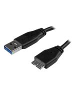 StarTech.com 15cm schlankes SuperSpeed USB 3.0 A auf Micro B Kabel - St/St - USB 3.0 Anschlusskabel - Schwarz - USB-Kabel - Micro-USB Typ B (M)
