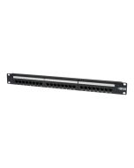 Eaton Tripp Lite Series 24-Port Cat6 Cat5 Patch Panel Feed Through Rackmount 568A/B RJ45 1URM TAA - Patch Panel - geeignet für Wandmontage - CAT 6 - Schwarz - 1U - 48.3 cm (19")