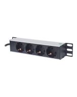 Intellinet 10" 1U Rackmount 4-Way Power Strip - German Type", With Power Indicator, No Surge Protection, 1.8m Power Cord - Steckdosenleiste (Rack - einbaufähig)