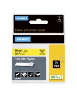 Dymo Rhino Industrie Nylonetiketten | flexibel | 19 mm x 3,5 m | schwarz auf gelb | selbstklebendes Schriftband | für Rhino und LabelManager Beschriftungsgerät, Schwarz auf gelb, Mehrfarbig, Nylon, -10 - 80 °C, UL 969, DYMO