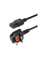 StarTech.com 3 m GB Computer Stromkabel, 18AWG, BS 1363 auf C13, 10A 250V, Schwarzes Ersatz AC Stromkabel, Kaltgerätekabel / UK Stromkabel, PC Stromkabel, Fernsehgerät/Monitor Stromkabel (PXT101UK3M)