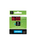 Dymo D1 - Entfernbarer Klebstoff - schwarz auf rot - Rolle (1,2 cm x 7 m)