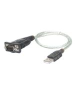 Manhattan USB-A to Serial Converter cable, 45cm, Male to Male, Serial/RS232/COM/DB9, Prolific PL-2303RA Chip, Black/Silver cable, Three Year Warranty, Blister - Kabel USB / seriell - USB (M)