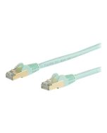 StarTech.com 5m CAT6A Ethernet Cable, 10 Gigabit Shielded Snagless RJ45 100W PoE Patch Cord, CAT 6A 10GbE STP Network Cable w/Strain Relief, Aqua, UL Certified Wiring/TIA - Category 6A - 26AWG (6ASPAT5MAQ)