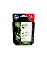 HP 305XL - 2er-Pack - Hohe Ergiebigkeit - Schwarz, Farbe (Cyan, Magenta, Gelb)