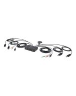 StarTech.com 2-Port Dual-Monitor DisplayPort Cable KVM Switch, 4K 60Hz, Compact KVM with 5ft/1.5m USB-A/DisplayPort/Audio Integrated Cables, Bus Powered - Remote Push Button/Hotkey Switching (C2-DD46-UA2-CBL-KVM)
