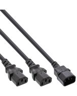 InLine Netz-Y-Kabel - Kaltgeräte - 1x IEC-C14 auf 2x IEC-C13 - 1m