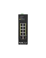 Eaton Tripp Lite series 8-Port Lite Managed Industrial Gigabit Ethernet Switch - 10/100/1000 Mbps, PoE+ 30W, 2 GbE SFP Slots, -10° to 60°C, DIN Mount - Switch - Smart - 8 x 10/100/1000 (PoE+)