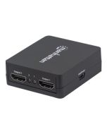 Manhattan HDMI Splitter 2-Port , 1080p, Black, Displays output from x1 HDMI source to x2 HD displays (same output to both displays)