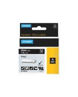 Dymo Rhino Coloured Vinyl - Vinyl - permanenter Klebstoff - Weiß auf Schwarz - Rolle (2,54 cm x 5,5 m)