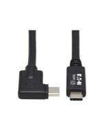 Eaton Tripp Lite Series USB C Cable (M/M) - USB 3.2 Gen 2, Thunderbolt 3, 100W PD Charging, Right-Angle Plug, Black, 1 m (3.3 ft.)