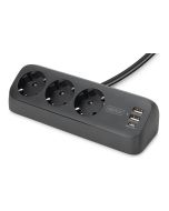 DIGITUS Steckdosenleiste - Wechselstrom 250 V - 3680 Watt - Eingabe, Eingang Stromversorgung - Ausgangsanschlüsse: 6 (3 x Strom Typ F, 2 x USB, 24 pin USB-C)