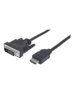Manhattan HDMI to DVI-D 24+1 Cable, 1.8m, Male to Male, Black, Dual Link, Compatible with DVD-D, Lifetime Warranty, Polybag