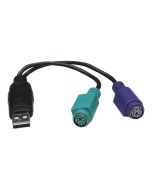 Manhattan USB-A to PS/2 Converter cable, 15cm, Male to Female, Black, Connects Two PS/2 Devices via One USB-A Port, Three Year Warranty, Blister - Tastatur- / Maus-Adapter - PS/2 (W)
