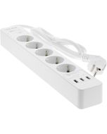 InLine Steckdosenleiste - 5-fach Schutzkontakt - ÜSS und QC3.0 - weiß