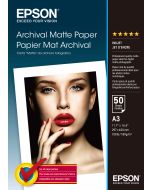 Epson Archival Matte Paper, DIN A3, 189 g/m², 50 Blatt, Matte, 189 g/m², A3, Weiß, 50 Blätter, SureColor SC-T7200D SureColor SC-T7200 SureColor SC-T5405 SureColor SC-T5400M SureColor SC-T5400...