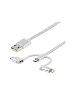 StarTech.com USB Lightning Kabel - USB-C Micro-B Laddekabel - 1m - geflochten - Silber - USB auf Lightning Kabel - USB zu USB C - USB-Kabel - USB (M)