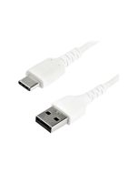 StarTech.com 1m USB-A auf USB-C Ladekabel - Dauerhaftes USB 2.0 auf USB Typ-C Datenübertragungs- und Schnellladekabel - Robuster TPE-Mantel Aramidfaser, M/M, 3A - Weiß (RUSB2AC1MW)
