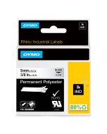 Dymo Rhino Industrie Permanente Polyesteretiketten | 9 mm x 5,5 m | Schwarz auf Transparent | selbstklebendes Schriftband | für Rhino und LabelManager Beschriftungsgerät, D1, Polyester, Belgien, 5,5 m, 1 Stück(e), 34 mm