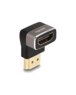 Delock Highspeed - HDMI-Adapter mit Ethernet - HDMI männlich zu HDMI weiblich nach oben angewinkelt - Schwarz/Grau - unterstützt 8K 60 Hz (7680 x 4320)