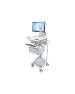 Ergotron Wagen - für LCD-Display / PC-Ausrüstung - medizinisch - Aluminium, verzinker Stahl, hochwertiger Kunststoff - Grau, weiß, Polished Aluminum - Bildschirmgröße: bis zu 61 cm (bis zu 24 Zoll)