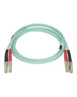 StarTech.com Aqua OM4 Duplex Multimode Fiber - 1m / 3 ft - 100 Gb - 50/125 - OM4 Fiber - LC to LC Fiber Patch Cable (450FBLCLC1)