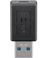 Wentronic Goobay USB 3.0 SuperSpeed Adapter auf USB-C, schwarz, USB C, USB A, Schwarz