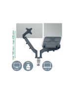 Esselte Leitz Ergo - Befestigungskit (spring-assisted dual arm) - für 2 LCD-Displays oder LCD-Display und Notebook - space saving - Dunkelgrau - Bildschirmgröße: 43.2-81.3 cm (17"-32")