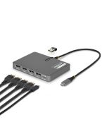 StarTech.com QUAD-USB-DP-ADAPT, Kabelgebunden, USB 3.2 Gen 1 (3.1 Gen 1) Type-C, 140 W, Grau, 4K Ultra HD, 3840 x 2160 Pixel