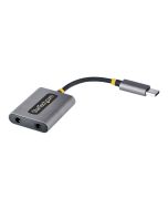 StarTech.com USB-C Headphone Splitter, USB Type C Dual Headset Adapter w/Microphone Input, USB C to 3.5mm Adapter/Earphone Dongle, USB C to Audio Jack/Aux Output - Mic and Headset Controls, Built-in 24-bit DAC (USBC-AUDIO-SPLITTER)