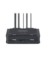 StarTech.com 2-Port USB-C Cable KVM Switch, 4K 60Hz DisplayPort Output, Compact KVM with 4ft/1.2m USB Type-C/Audio Integrated Cables, Bus Powered - Remote Push-Button/Hotkey Switching (C2-D46-UC2-CBL-KVM)