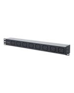 Intellinet 19" 8-fach Steckdosenleiste mit C19-Kaltgerätesteckdosen, PDU mit abnehmbarem Stromkabel (2 m)