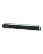 Intellinet 19" Rackmount 8-Way Power Strip - German Type, With On/Off Switch, No Surge Protection - Steckdosenleiste (Rack - einbaufähig)