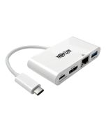 Eaton Tripp Lite Series USB C to HDMI Multiport Video Adapter Converter w/ USB-A Hub, USB-C PD Charging, Gigabit Ethernet Port, Thunderbolt 3 Compatible USB Type C to HDMI, USB Type-C