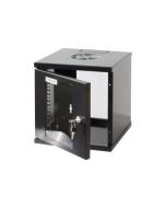 Intellinet Network Cabinet, Wall Mount (Standard), 6U, Usable Depth 265mm/Width 239mm, Black, Assembled, Max 60kg, Metal & Glass Door, Back Panel, Removeable Sides,Suitable also for use on desk or floor, 10",Parts for wall install (eg screws/rawl plugs)