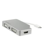 StarTech.com Aluminium Reise A/V Adapter 4-in-1 USB-C auf VGA, DVI, HDMI oder mDP - USB Type-C Adapter - 4K - Videoadapter - 24 pin USB-C männlich zu HD-15 (VGA)