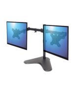 Manhattan TV & Monitor Mount, Desk, Double-Link Arms, 2 screens, Screen Sizes: 10-27", Black, Stand Assembly, Dual Screen, VESA 75x75 to 100x100mm, Max 8kg (each)