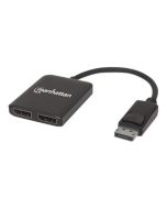 Manhattan DisplayPort 1.2 to 2-Port DisplayPort 1.2 Splitter Hub with MST, 4K@30Hz, USB-A Powered, Video Wall Function, Black, Three Year Warranty, Blister