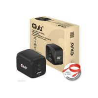 Club 3D CAC-1913 - Netzteil - GaN Technology, Triple Port - 65 Watt - 5 A - PD 3.0, PD/PPS - 3 Ausgabeanschlussstellen (USB Typ A, 2 x USB-C)