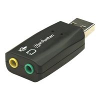 IC Intracom Manhattan USB-A Sound Adapter, USB-A to 3.5mm Mic-in and Audio-Out ports, 480 Mbps (USB 2.0)
