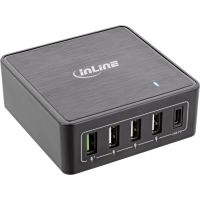 InLine PD + QC 3.0 USB Netzteil - Ladegerät - 4x USB A + USB-C - 60W