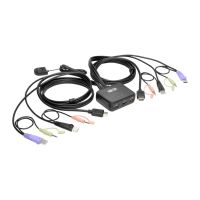 Tripp B032-HUA2 USB/HD-Kabel KVM-Switch mit 2 Anschlüssen - Audio/Video - Kabel und Freigabe von USB-Peripheriegeräten - 1920 x 1200 Pixel - Schwarz