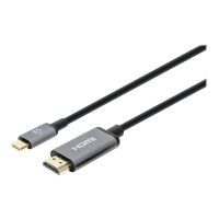Manhattan USB-C to HDMI Cable, 4K@30Hz, 2m, Black, Equivalent to Startech CDP2HD2MBNL, Male to Male, Three Year Warranty, Polybag - Adapterkabel - USB-C männlich zu HDMI männlich - 2 m - Doppelisolierung - Schwarz - unterstützt 4K 60 Hz (3840 x 2160)