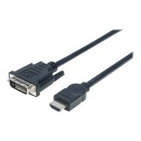Manhattan HDMI to DVI-D 24+1 Cable, 3m, Male to Male, Black, Equivalent to Startech HDDVIMM3M, Dual Link, Compatible with DVD-D, Lifetime Warranty, Polybag