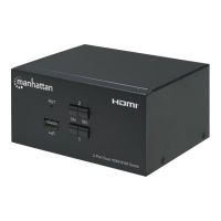 Manhattan HDMI KVM Switch 2-Port, 4K@30Hz, USB-A/3.5mm Audio/Mic Connections, Cables included, Audio Support, Control 2x computers from one pc/mouse/screen, USB Powered, Black, Three Year Warranty, Boxed