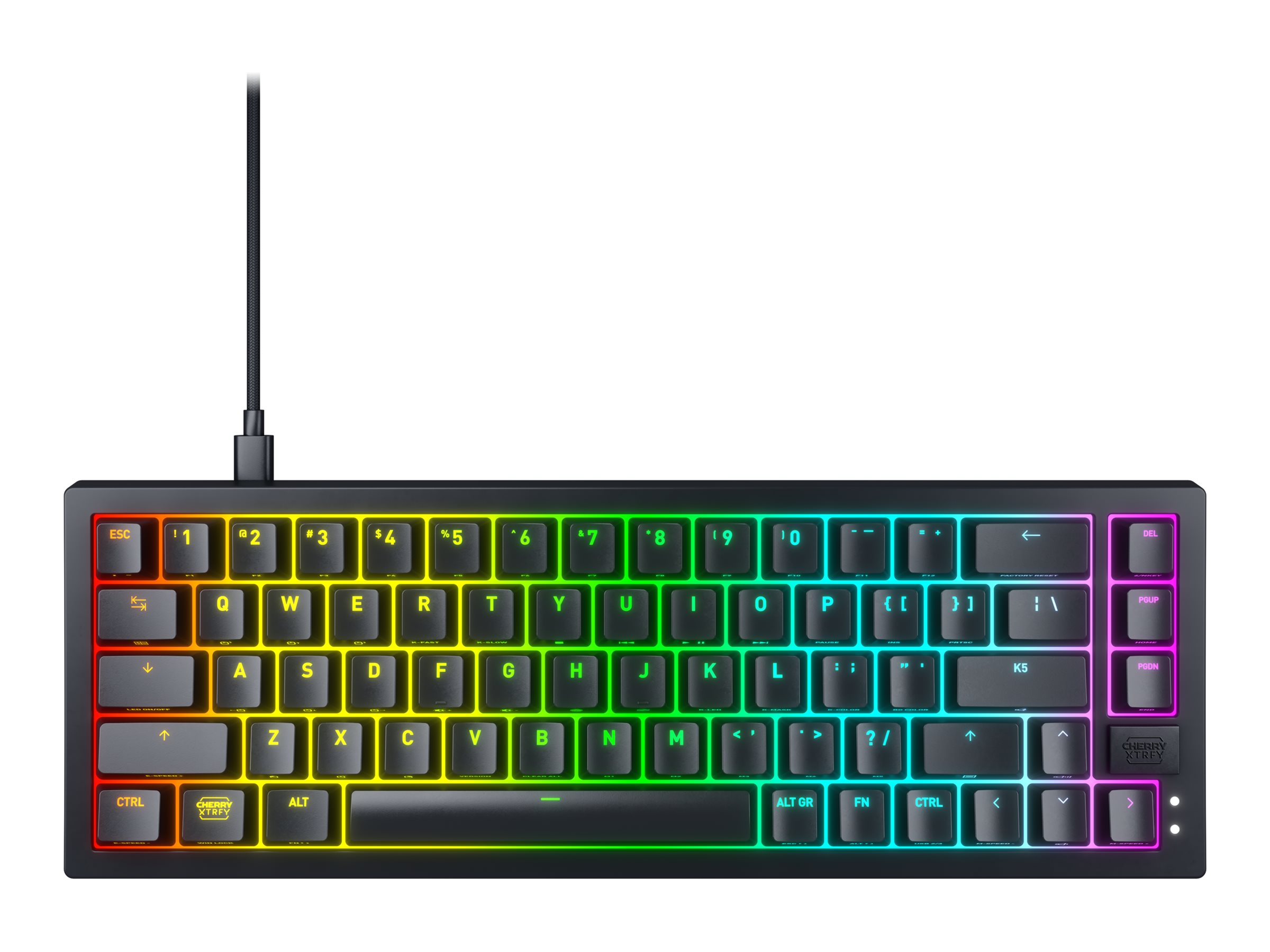 Xtrfy CHERRY XTRFY K5V2 - Tastatur - 65% - compact - hintergrundbeleuchtet - QWERTY - USA - Tastenschalter: CHERRY MX2A Red (austauschbar im laufenden Betrieb)